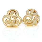 14Kt Yellow Gold High Polish Swirl Design Earrings