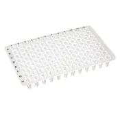 Globe Scientific 96 Well No Skirt PCR Plate, Low-Profile 0.1mL, RNase/DNase Free, Clear, Case of 100 PCR Plates