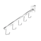 Black, White and Chrome Five Hook Waterfall Slatwall Accessory