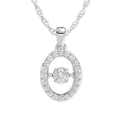10K 0.33DTW Lab Grown Dancing Diamond Oval Halo Pendant