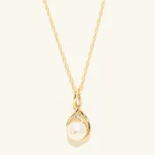 Akoya Pearl Necklace in 14kt Yellow Gold with Diamonds (6mm pearl)