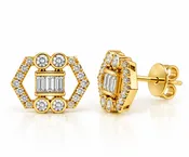 18K Yellow Gold Diamond Earrings