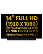 14″ LCD Panel (1920×1080, 30 Pin IPS FHD) For Lenovo / HP / Dell / Acer / ASUS / Toast POS (NV140FHM-N4K V8.0) (Premium) (All Colors)