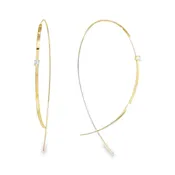 14K Gold LG Flat Upside Down Hoops with Diamonds