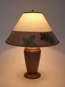 Arts & Crafts copper table lamp parchment paper lamp shade with Bradbury border