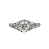 1.09 Carat European Cut Diamond Filigree Ring in 18K White Gold