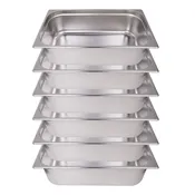 Clivia 1/1 Size Stainless Steel Food Pans,6"Deep Food Containers- Pack of 6