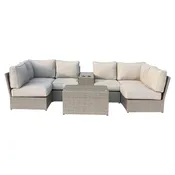 4 Person Outdoor Sofa Set With Cushions, Rustproof, 8 Piece - Gray Mix