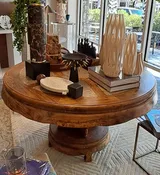 Aged oak wood round table