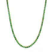 14K Gold 10.70ct Emerald Tennis Necklace