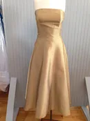 Scott McClintock Gold Strapless Formal Dress with Jeweled Bows, Size 6