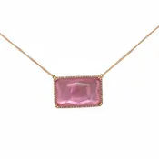 14K Rose Gold Diamond Pendant with Cable Necklace