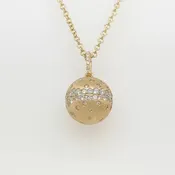 14K Confetti Diamond 3D Globe Pendant