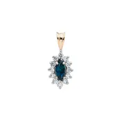14 Karat Gold Navette Sapphire and Diamond Pendant