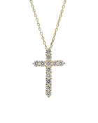 0.60ctw diamond yellow gold cross pendant with chain 18k