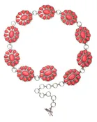 ANGEL RANCH Women's Oval Pink Concho Chain Belt