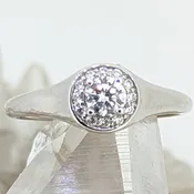 14K White Gold Circular Diamond Ring .24CT Center Stone