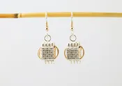 Earrings Two-Tone Dangle with CZ Large