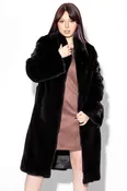 Chevron Blackglama Ranch Mink Fur Stroller with Notch Collar & Fur Belt