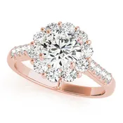 14kt Rose Gold Halo Engagement Ring Setting