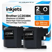 Brother LC203BK (Replaces LC201BK) Black High-Yield Compatible Ink Cartridge Twin Pack