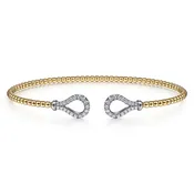 14Kt Two-Tone Gold Bujukan Teardrop Diamond Bangle Bracelet