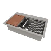 132-7288 Ruston 33″ x 22″ Single Bowl Grey Granite Composite Work Station Dual-Mount Sink