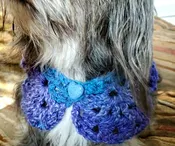 Denim Blue &amp;amp; Purple Crocheted Collar with Lava Heart Diffuser