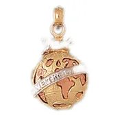 14k Gold Tri Color Globe Charm