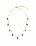 Amethyst Beads Briolette Stainless Steel Necklace