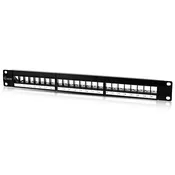 Blank 24 Port Keystone Patch Panel 1U Horizontal Unshielded Rack Mount