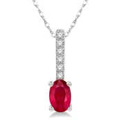 10K White Gold Diamond and Ruby Pendant, 0.07 Carat Dia. TW