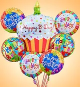 Happy Birthday Cupcake Mylar Bundle