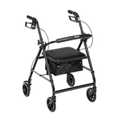 Aluminum Foldable Rollator Walker Removable Back Support Padded Seat R726BK By Drive