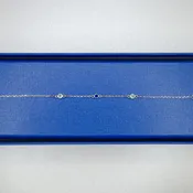 14kt White Gold Bracelet with Diamond Rounds (2) and a Single Sapphire
