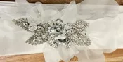 #84 BELT LONG SASH W/ FLOWERS & JEWELS OPTIC WHITE