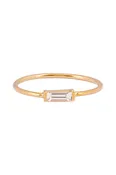 14K Yellow Gold 0.15ct Diamond Baguette Solitaire Ring, Modern Design