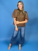 Autumn Espresso Puff Sleeve Top