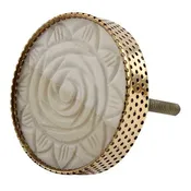 Cream Bone Knob Gold Trim