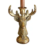 Antique Brass Resin Deer Taper Candle Holders - Set of Two