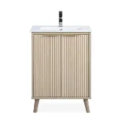 24 Inch Modern Freestanding Light Wood Monra Bathroom Vanity, Single Sink, Integrated Sink Top
