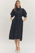 Brooke Solid Puff Sleeve Dress