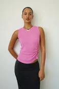 Clem Knotted Rib Tank - Aurora Pink