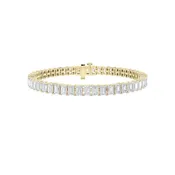 13Cttw Emerald Shaped Lab Grown Diamond North South Bracelet in 14K Gold (F/VS