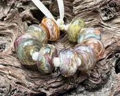 10 Enchanted Swirl Shimmer Lampwork Beads