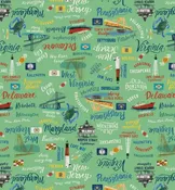 All Mid Atlantic Shop Hop Fabric Line – Words & Motifs – Green