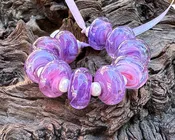 10 Aura Violet Swirl Lampwork Beads Mix SRA