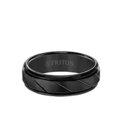 7MM Tungsten Carbide Ring – Diagonal Cut Center and Round Edge