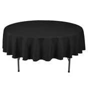 Black 108" Round Poly Premier Tablecloth