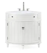 24 Inch Cottage Freestanding White Triadsville Corner Bathroom Vanity, Single Sink, Fully Assembled